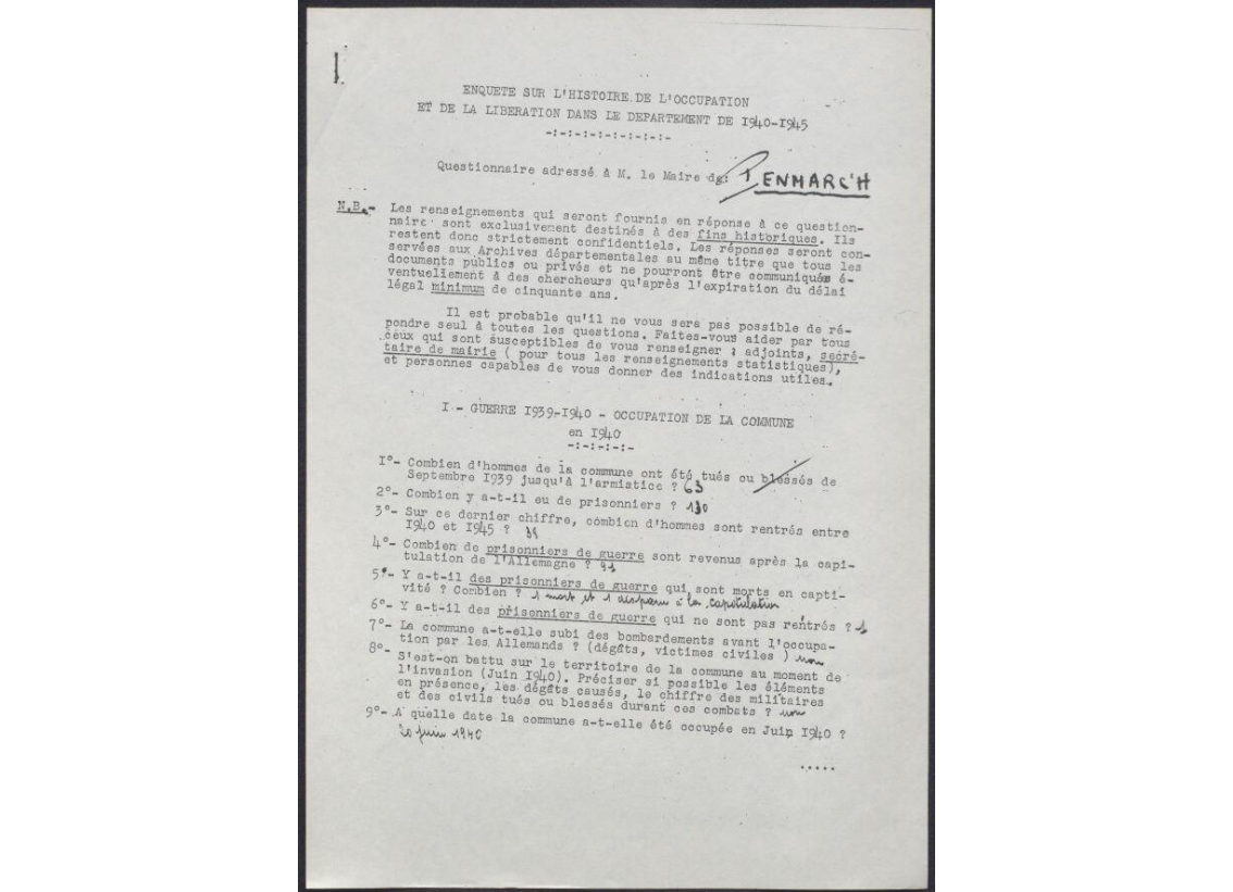  1949 : Enquête administrative 1939-1945